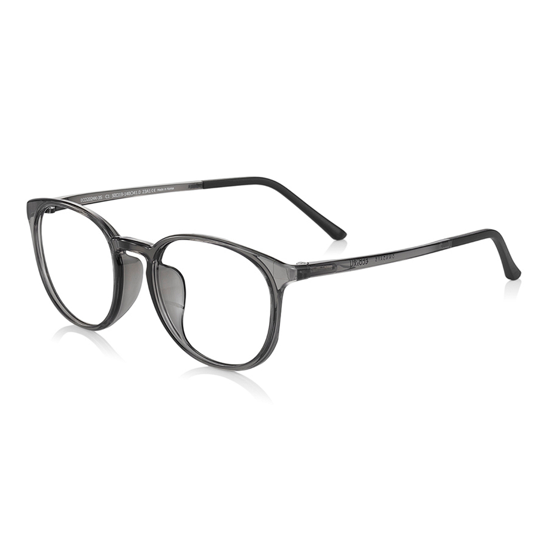 OWNDAYS | ESSENTIAL Clear Gray Full Rim Boston left side